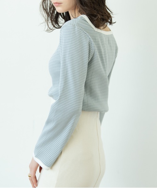 flowriri(フロウリリ)の「flowriri スクエアボーダーカットソー(Tシャツ/カットソー・レディース・ブラック/マスタード/ライトブルー・FREE)」の16枚目の写真