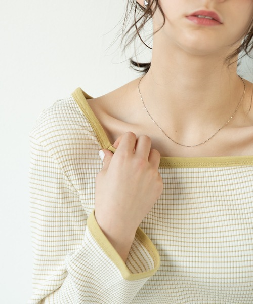 flowriri(フロウリリ)の「flowriri スクエアボーダーカットソー(Tシャツ/カットソー・レディース・ブラック/マスタード/ライトブルー・FREE)」の10枚目の写真