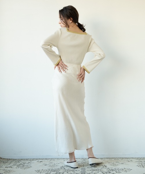 flowriri(フロウリリ)の「flowriri スクエアボーダーカットソー(Tシャツ/カットソー・レディース・ブラック/マスタード/ライトブルー・FREE)」の8枚目の写真