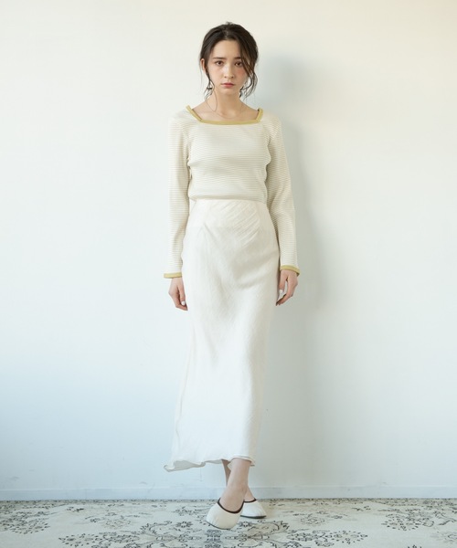 flowriri(フロウリリ)の「flowriri スクエアボーダーカットソー(Tシャツ/カットソー・レディース・ブラック/マスタード/ライトブルー・FREE)」の13枚目の写真