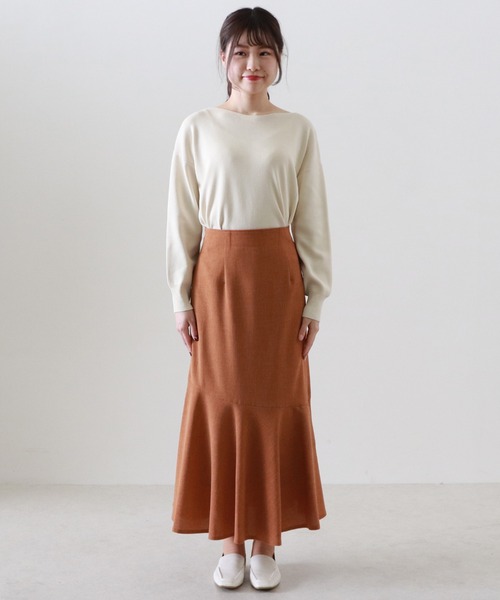 Cheek（チーク）の「【日本製】リネンライクヘムラインスカート（スカート・レディース・キャメル/ベージュ/カーキ・MEDIUM）」の9枚目の写真