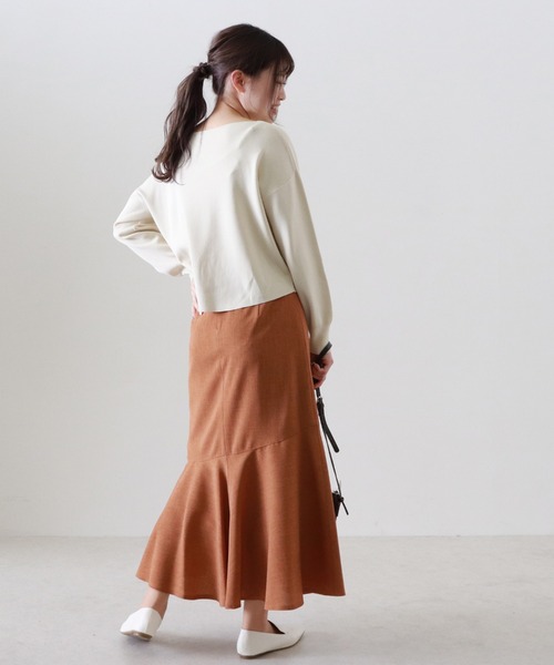 Cheek（チーク）の「【日本製】リネンライクヘムラインスカート（スカート・レディース・キャメル/ベージュ/カーキ・MEDIUM）」の8枚目の写真