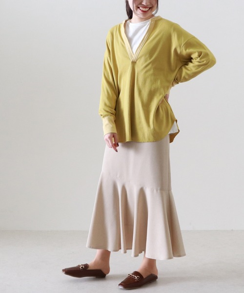 Cheek（チーク）の「【日本製】リネンライクヘムラインスカート（スカート・レディース・キャメル/ベージュ/カーキ・MEDIUM）」の19枚目の写真