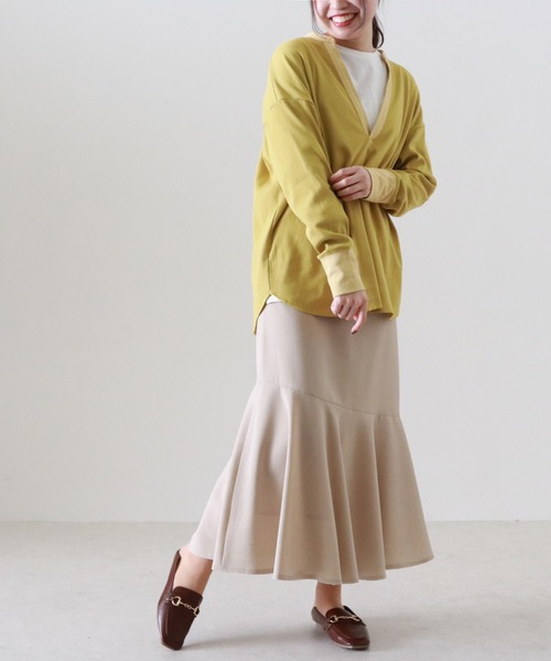 Cheek（チーク）の「【日本製】リネンライクヘムラインスカート（スカート・レディース・キャメル/ベージュ/カーキ・MEDIUM）」の5枚目の写真