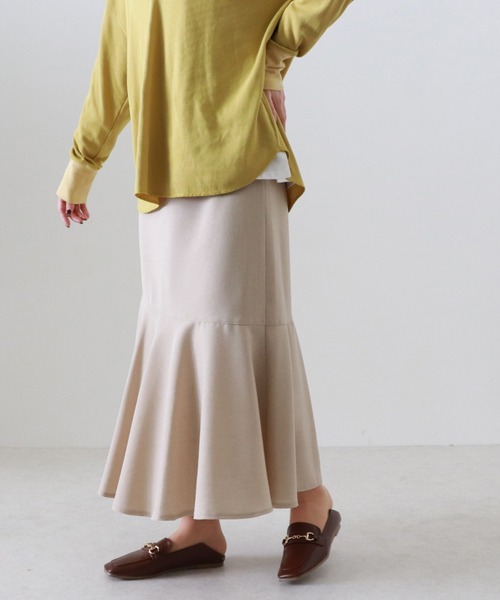 Cheek（チーク）の「【日本製】リネンライクヘムラインスカート（スカート・レディース・キャメル/ベージュ/カーキ・MEDIUM）」の20枚目の写真