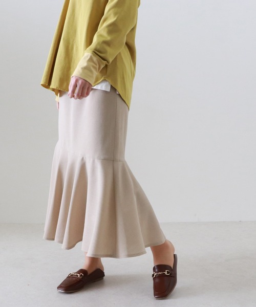 Cheek（チーク）の「【日本製】リネンライクヘムラインスカート（スカート・レディース・キャメル/ベージュ/カーキ・MEDIUM）」の6枚目の写真