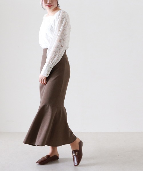 Cheek（チーク）の「【日本製】リネンライクヘムラインスカート（スカート・レディース・キャメル/ベージュ/カーキ・MEDIUM）」の16枚目の写真