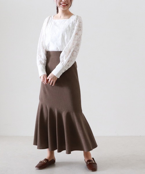 Cheek（チーク）の「【日本製】リネンライクヘムラインスカート（スカート・レディース・キャメル/ベージュ/カーキ・MEDIUM）」の11枚目の写真