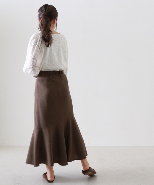 Cheek（チーク）の「【日本製】リネンライクヘムラインスカート（スカート・レディース・キャメル/ベージュ/カーキ・MEDIUM）」の21枚目の写真