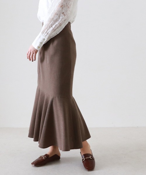 Cheek（チーク）の「【日本製】リネンライクヘムラインスカート（スカート・レディース・キャメル/ベージュ/カーキ・MEDIUM）」の7枚目の写真