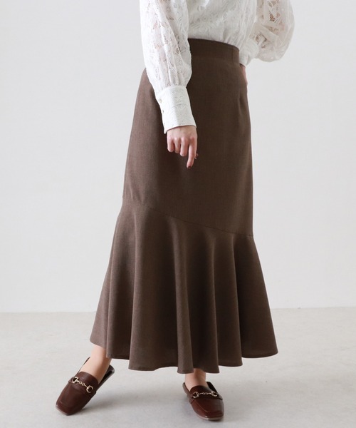 Cheek（チーク）の「【日本製】リネンライクヘムラインスカート（スカート・レディース・キャメル/ベージュ/カーキ・MEDIUM）」の4枚目の写真