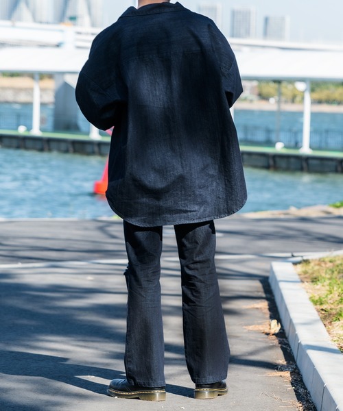 Adoon plain(アドーンプレーン)の「【Adoon plain】クラッシュフレアデニム (セットアップ着用可)(デニムパンツ・メンズ・サックスブルー/インディゴブルー・SMALL/MEDIUM/LARGE)」の16枚目の写真