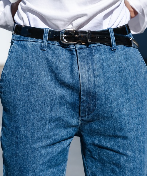 Adoon plain(アドーンプレーン)の「【Adoon plain】クラッシュフレアデニム (セットアップ着用可)(デニムパンツ・メンズ・サックスブルー/インディゴブルー・SMALL/MEDIUM/LARGE)」の18枚目の写真