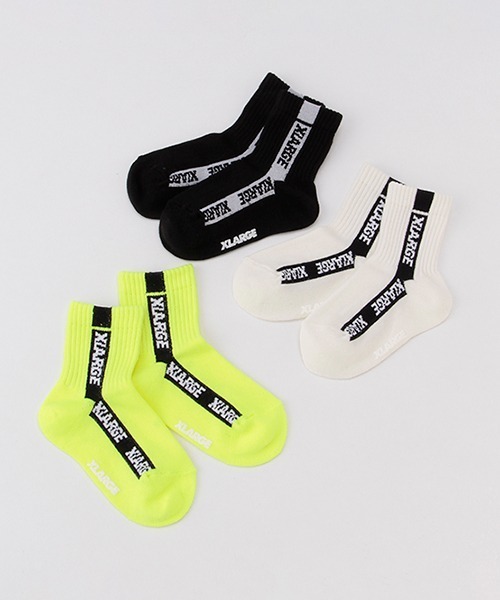 XLARGE KIDS（エクストララージキッズ）の「ラインロゴクルーソックス（ソックス/靴下・キッズ・ブラック/ホワイト/イエロー・LARGE/MEDIUM/X-SMALL/SMALL）」の4枚目の写真