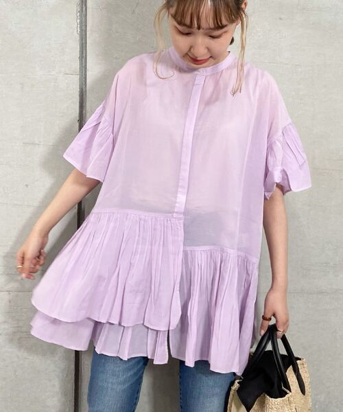 fredy repit（フレディレピ）の「ティアードロングブラウス（シャツ/ブラウス・レディース・ライトパープル/キナリ/ブラック・38）」の3枚目の写真