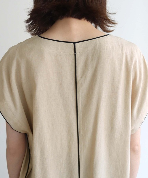 HER CLOSET（ハークローゼット）の「【HERCLOSET】パイピングスキッパーシャツワンピース（ワンピース・レディース・ブラック/ベージュ・M）」の16枚目の写真