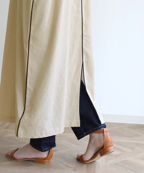 HER CLOSET（ハークローゼット）の「【HERCLOSET】パイピングスキッパーシャツワンピース（ワンピース・レディース・ブラック/ベージュ・M）」の17枚目の写真