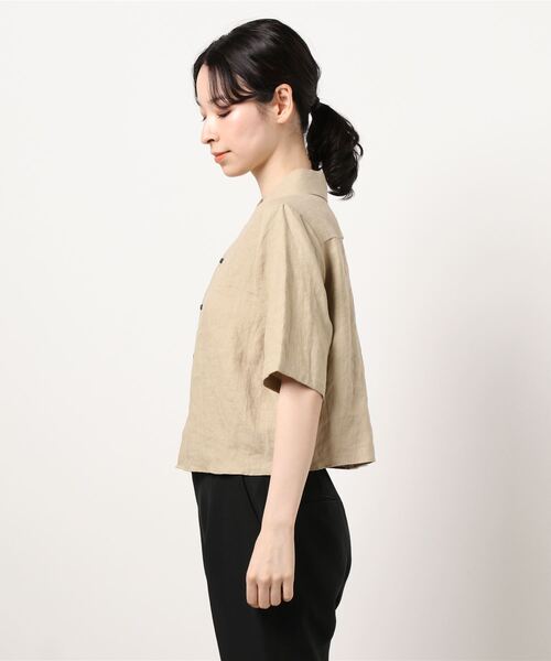 nitca（ニトカ）の「40/プレーンファブリック クロップドブラウス（シャツ/ブラウス・レディース・ベージュ/パープル・FREE）」の4枚目の写真