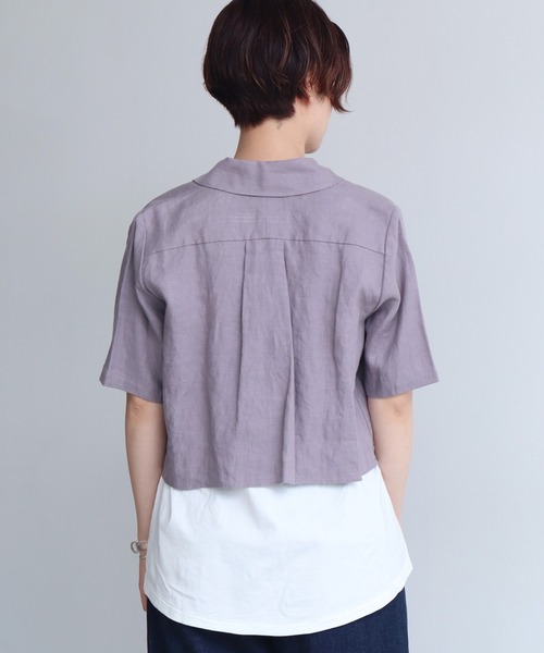 nitca（ニトカ）の「40/プレーンファブリック クロップドブラウス（シャツ/ブラウス・レディース・ベージュ/パープル・FREE）」の6枚目の写真