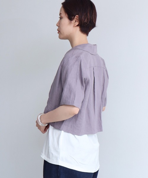 nitca（ニトカ）の「40/プレーンファブリック クロップドブラウス（シャツ/ブラウス・レディース・ベージュ/パープル・FREE）」の7枚目の写真