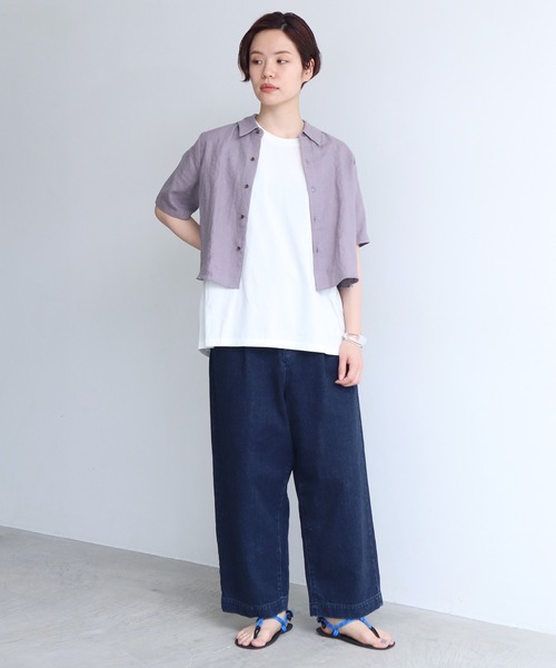 nitca（ニトカ）の「40/プレーンファブリック クロップドブラウス（シャツ/ブラウス・レディース・ベージュ/パープル・FREE）」の8枚目の写真