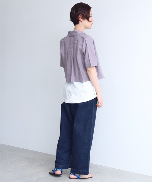 nitca（ニトカ）の「40/プレーンファブリック クロップドブラウス（シャツ/ブラウス・レディース・ベージュ/パープル・FREE）」の9枚目の写真