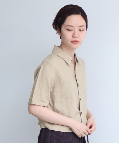 nitca（ニトカ）の「40/プレーンファブリック クロップドブラウス（シャツ/ブラウス・レディース・ベージュ/パープル・FREE）」の10枚目の写真