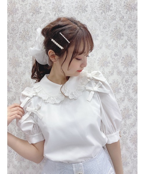 Swankiss（スワンキス）の「PN cotton ribbon B/L（シャツ/ブラウス・レディース・ホワイト/ベージュ/ブラック・FREE）」の8枚目の写真