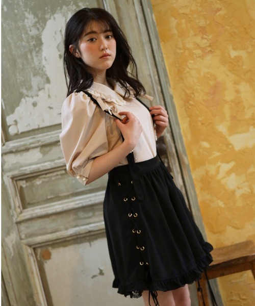 Swankiss（スワンキス）の「PN cotton ribbon B/L（シャツ/ブラウス・レディース・ホワイト/ベージュ/ブラック・FREE）」の5枚目の写真