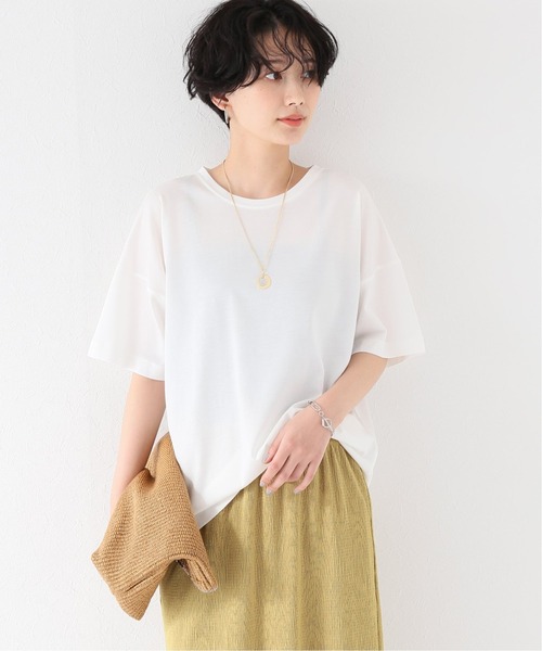 Simplicite（サンプリシテ）の「コットンテンセル オーバーゆるTシャツ（Tシャツ/カットソー・レディース・ホワイト/チャコールグレー/ピンク・FREE）」の2枚目の写真