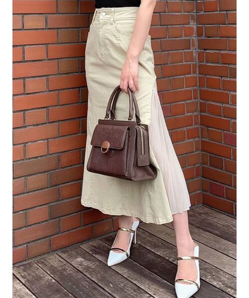 RESEXXY(リゼクシー)の「ロングデニムシフォンプリーツスカート(デニムスカート・レディース・ホワイト/ベージュ/インディゴブルー・SMALL/MEDIUM)」の1枚目の写真