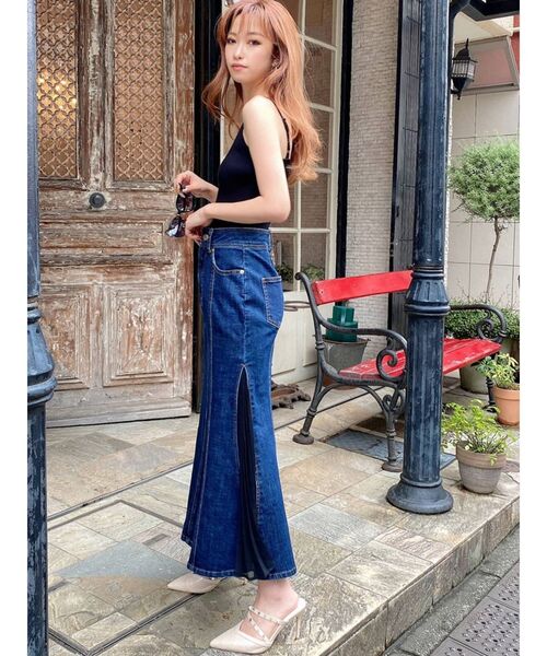 RESEXXY(リゼクシー)の「ロングデニムシフォンプリーツスカート(デニムスカート・レディース・ホワイト/ベージュ/インディゴブルー・SMALL/MEDIUM)」の15枚目の写真