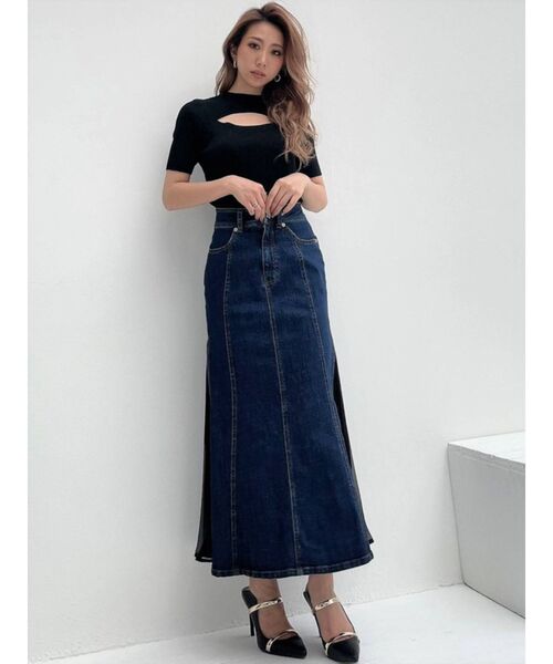 RESEXXY(リゼクシー)の「ロングデニムシフォンプリーツスカート(デニムスカート・レディース・ホワイト/ベージュ/インディゴブルー・SMALL/MEDIUM)」の21枚目の写真