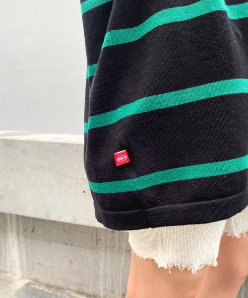 WHO'S WHO gallery（フーズフーギャラリー）の「【KOOKY'N/クーキー】ボーダーニットポロ（ポロシャツ・メンズ・ブラック/ネイビー/サックスブルー・FREE）」の7枚目の写真