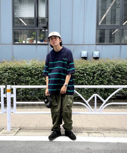 WHO'S WHO gallery（フーズフーギャラリー）の「【KOOKY'N/クーキー】ボーダーニットポロ（ポロシャツ・メンズ・ブラック/ネイビー/サックスブルー・FREE）」の19枚目の写真