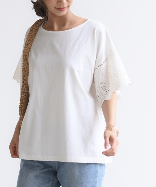 rps（アールピーエス）の「刺繍フレアー袖Ｔシャツ（Tシャツ/カットソー・レディース・ブラック/オフホワイト/ミント/グレイッシュベージュ/ダークベージュ/シルバーグレー・M/フリー）」の11枚目の写真