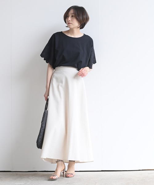 rps（アールピーエス）の「刺繍フレアー袖Ｔシャツ（Tシャツ/カットソー・レディース・ブラック/オフホワイト/ミント/グレイッシュベージュ/ダークベージュ/シルバーグレー・M/フリー）」の15枚目の写真