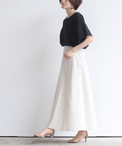 rps（アールピーエス）の「刺繍フレアー袖Ｔシャツ（Tシャツ/カットソー・レディース・ブラック/オフホワイト/ミント/グレイッシュベージュ/ダークベージュ/シルバーグレー・M/フリー）」の16枚目の写真