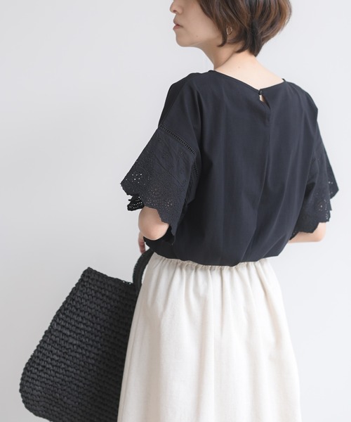 rps（アールピーエス）の「刺繍フレアー袖Ｔシャツ（Tシャツ/カットソー・レディース・ブラック/オフホワイト/ミント/グレイッシュベージュ/ダークベージュ/シルバーグレー・M/フリー）」の20枚目の写真