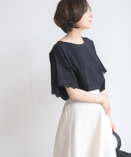 rps（アールピーエス）の「刺繍フレアー袖Ｔシャツ（Tシャツ/カットソー・レディース・ブラック/オフホワイト/ミント/グレイッシュベージュ/ダークベージュ/シルバーグレー・M/フリー）」の22枚目の写真