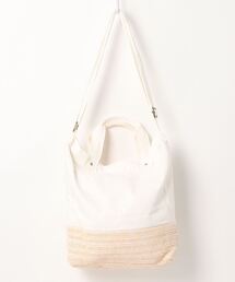 Samansa Mos2 blue | キャンバス×雑材シート2WAYショルダー(ショルダーバッグ)