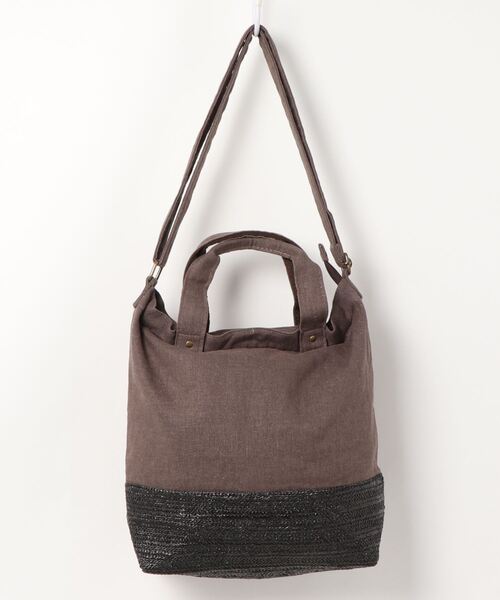 Samansa Mos2 blue（サマンサモスモスブルー）の「キャンバス×雑材シート2WAYショルダー（ショルダーバッグ・レディース・ベージュ/モカ/ホワイト・ﾌﾘ-）」の2枚目の写真