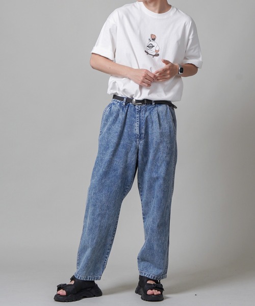 SPINNS(スピンズ)の「【ビッグサイズ】スケーターボーイイラストTシャツ(Tシャツ/カットソー・メンズ・オフホワイト/アイボリー/グリーン・M/L)」の10枚目の写真