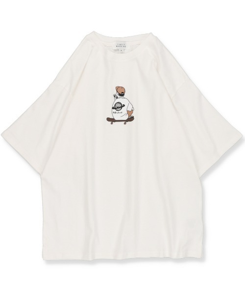 SPINNS(スピンズ)の「【ビッグサイズ】スケーターボーイイラストTシャツ(Tシャツ/カットソー・メンズ・オフホワイト/アイボリー/グリーン・M/L)」の19枚目の写真