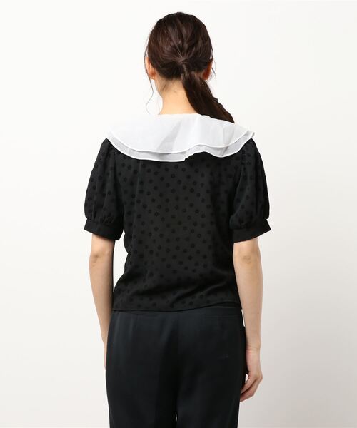 jumelle（ジュメロ）の「ダブルカラーフラワーブラウス（シャツ/ブラウス・レディース・ブラック/ホワイト・FREE）」の4枚目の写真