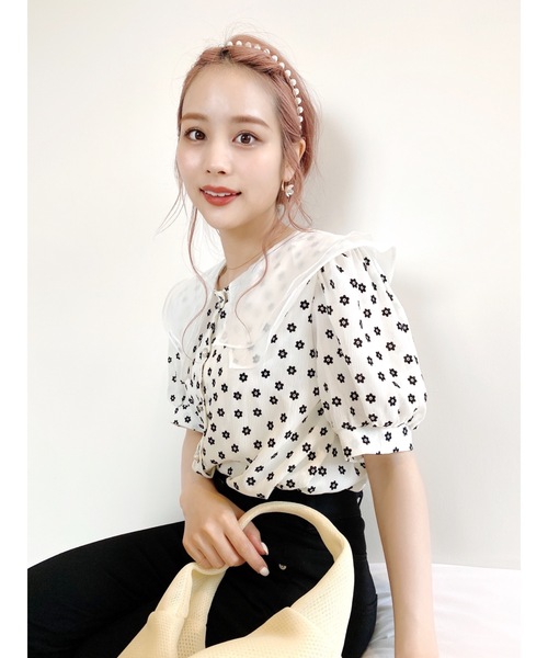 jumelle（ジュメロ）の「ダブルカラーフラワーブラウス（シャツ/ブラウス・レディース・ブラック/ホワイト・FREE）」の22枚目の写真