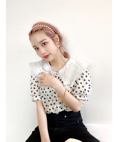 jumelle（ジュメロ）の「ダブルカラーフラワーブラウス（シャツ/ブラウス・レディース・ブラック/ホワイト・FREE）」の20枚目の写真