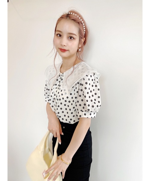 jumelle（ジュメロ）の「ダブルカラーフラワーブラウス（シャツ/ブラウス・レディース・ブラック/ホワイト・FREE）」の19枚目の写真