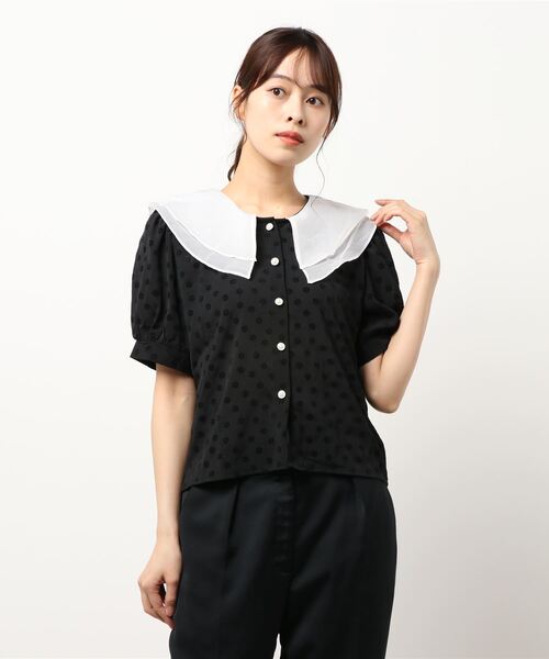 jumelle（ジュメロ）の「ダブルカラーフラワーブラウス（シャツ/ブラウス・レディース・ブラック/ホワイト・FREE）」の16枚目の写真