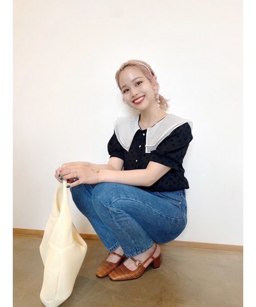 jumelle（ジュメロ）の「ダブルカラーフラワーブラウス（シャツ/ブラウス・レディース・ブラック/ホワイト・FREE）」の10枚目の写真